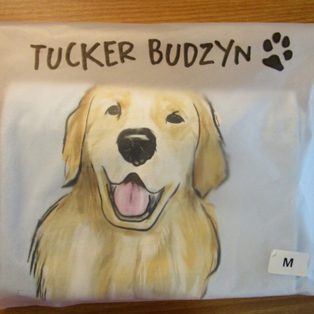 Tucker Budzyn Blue Medium Unisex Adult T-Shirt, Gently Used with Original Bag